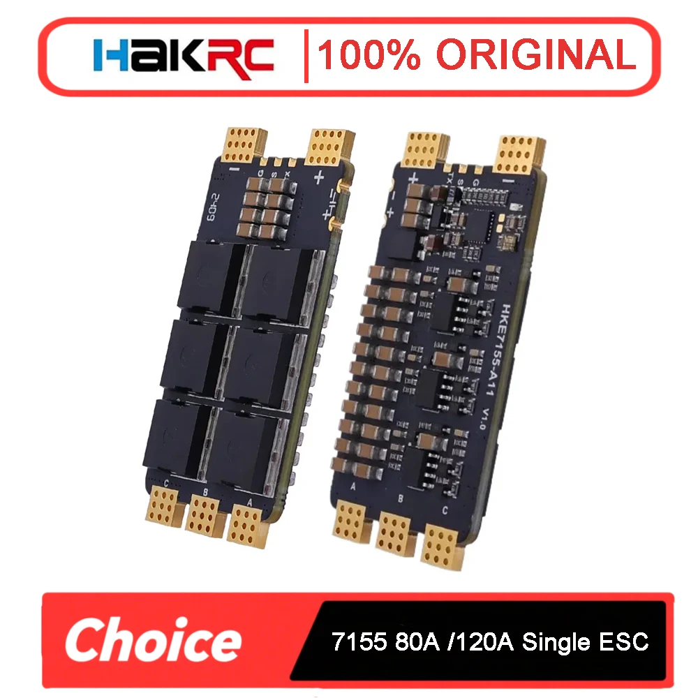 

HAKRC 7155 80A/120A Одиночный ESC с 8-слойной печатной платой 4oZ LDO 85 В промышленного класса, устойчивый к высоким током MOS 6-12S для RC FPV Drone