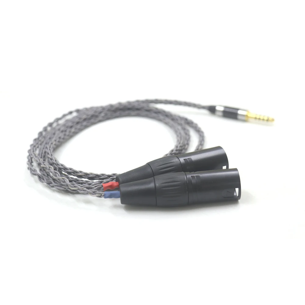 Grey High Quality 8 Cores Silver Plated 4.4mm Balanced Male to Dual 2x 3pin XLR Balanced Male Audio Adapter Cable