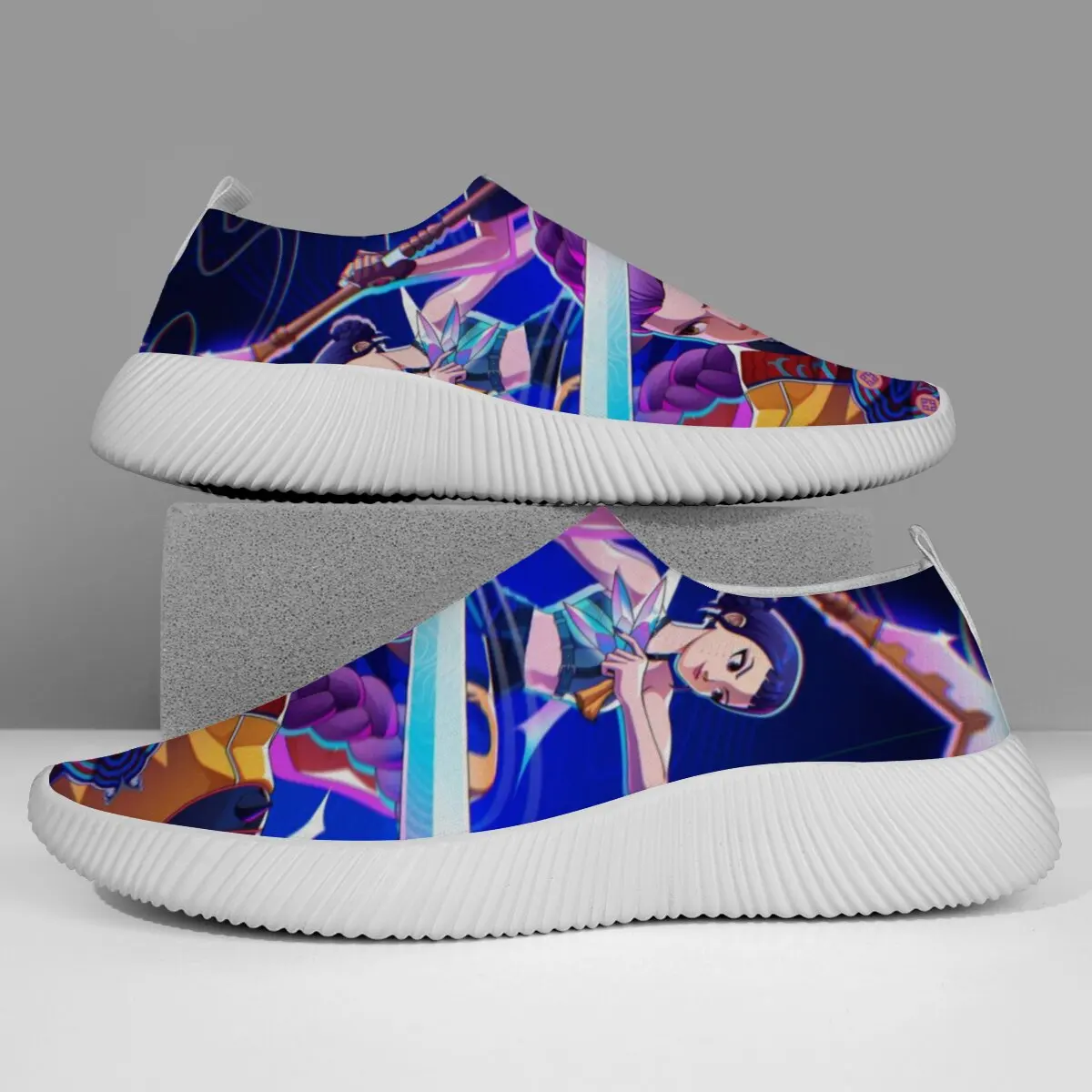 

Повседневная обувь, лоферы без шнуровки на плоской подошве с низким берцем в стиле аниме, эластичные спортивные кроссовки в мультяшном стиле для женщин