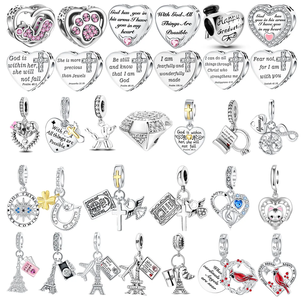 Breloques en argent regardé 925 pour femme, numéro, chiot, château, perles, pendentif, convient aux bracelets Pandora originaux, cadeau de