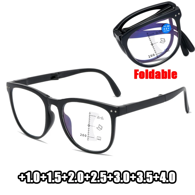 

Folding Progressive Multifocal Reading Glasses for Men Women Blue Light Blocking Multi-focus Presbyopia Eyewear Diopter To +4.0