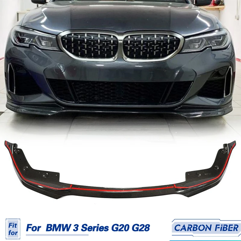 

Car Front Bumper Lip Spoiler Carbon Fiber for BMW 3 Series G20 G28 M-Sport 2020-2022 Front Lip Chin Apron Splitters Body Kit