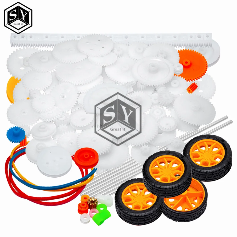 مجموعة أدوات تجميع تروس السيارة اليدوية مكونة من قطعتين من BS - مجموعة كاملة مع المحركات والتروس والمحاور والأحزمة والأكمام لمشاريع بناء الألعاب #2