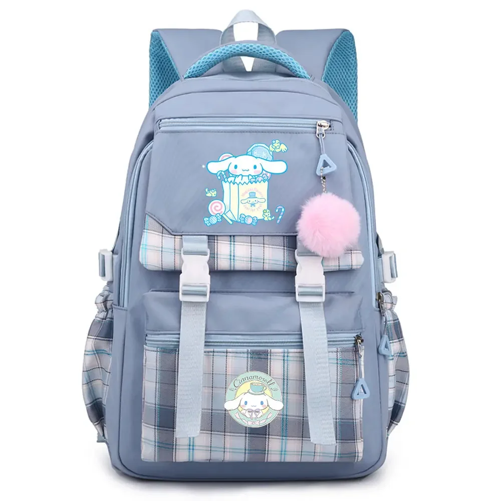 

Teenagers Schoolbags Cinnamoroll Prints Girls Boys Kids Kawaii School Book Bags Women plaid Travel Bagpack Student Backpack