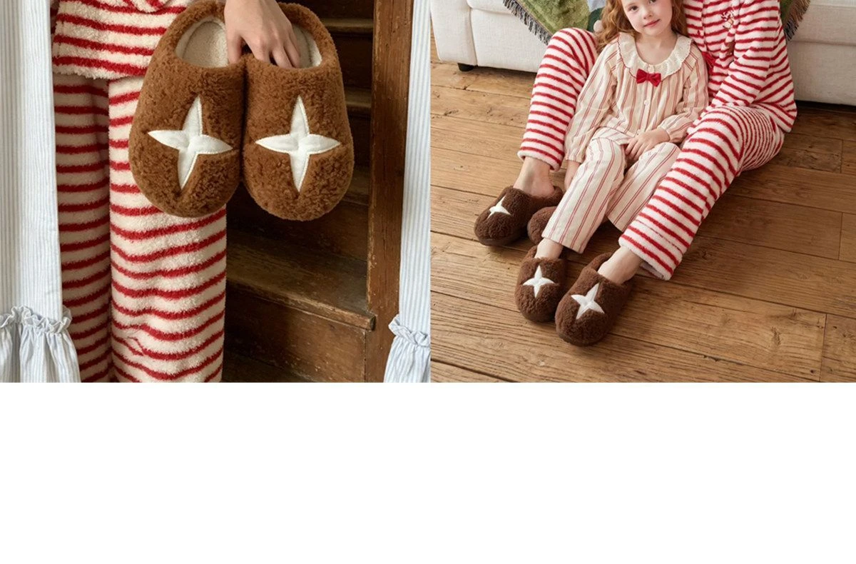 Unisex Warme Plüsch-Hausschuhe mit Sternenmuster, Rutschfeste Flauschige Fleece-Gefütterte Indoor-Hausschuhe für Damen, Pilz-Hausschuhe – Detail 10