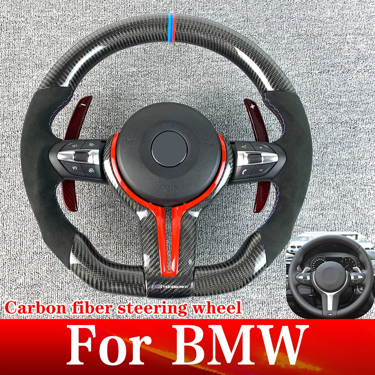 

Customized Lenkrad For BMW M-Sports F10 F15 F16 F20 F30 F31 F33 F34 F35 F36 F80 F82 F-Models Carbon fiber Racing steering wheel