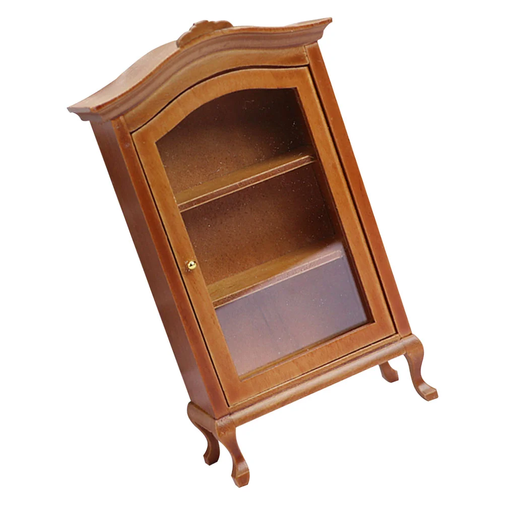 Mini libreria casa delle bambole accessorio per mobili simulazione armadio ornamento in legno marrone