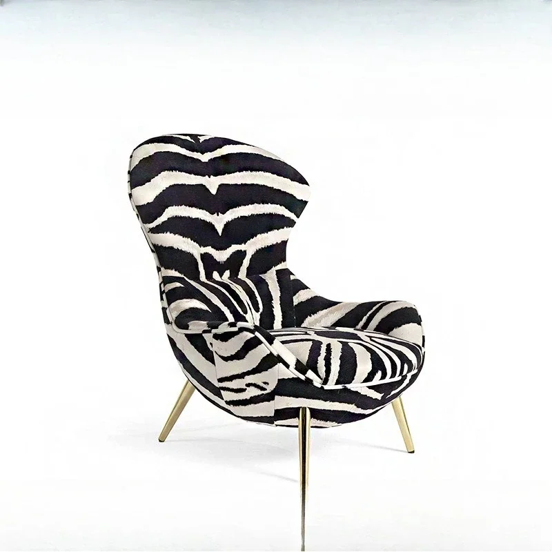 Creative light luxury leopard print, fabric sofa chair, villa designer model, high-end single chair