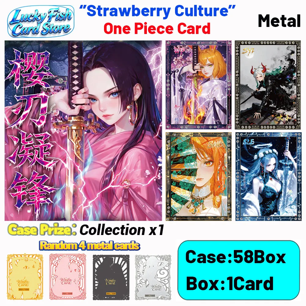 2026 New Strawberry Club One Piece Metal Card Game Luffy Zoro Collections Card Hobby Collectibles Cards for Child Gifts Toys