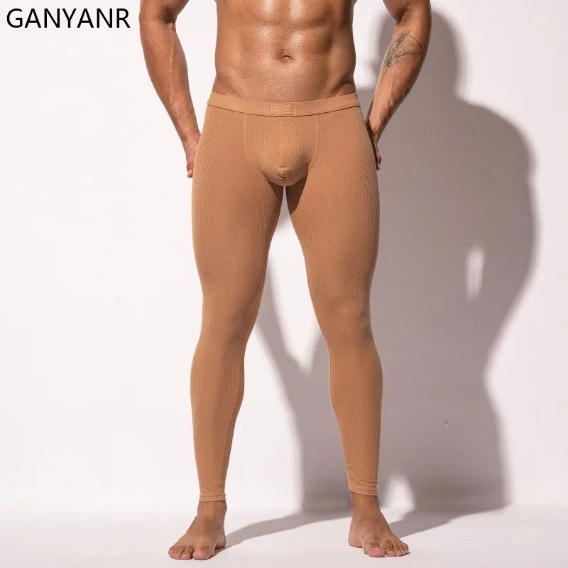 GANYANR legginsy do biegania męskie spodnie kompresyjne odzież sportowa Legging Fitness Gym Sport Sexy koszykówka joga trening treningowy Crossfit