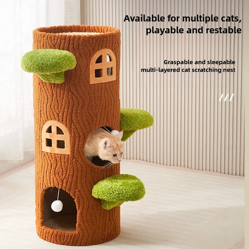 

Toy Cat Tree Houses Upplies Pet Accessories Cooling Claw Board Cat Climbing Frame Double-deck Cat House Sisal Hemp