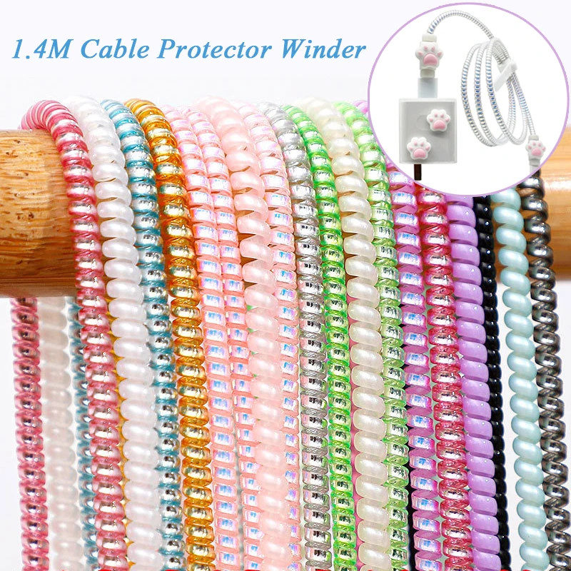 1,4 m Laser USB Ladegerät Kabel Kabel Protector Organizer Kabel Spirale Wickler Wrap Anti-brechen Anti-schmutzig Kopfhörer Wickler für IPhone