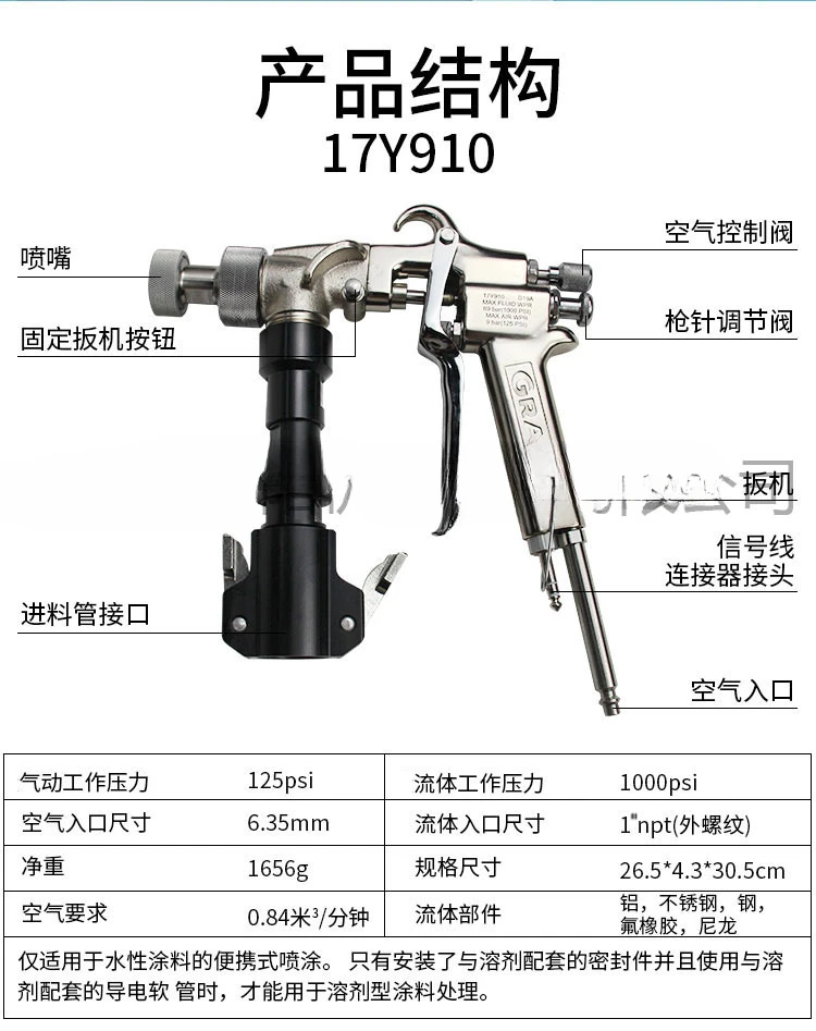 Air Gun GRACO Waterborne Paint Gun Solvent Based Paint Portable   Air