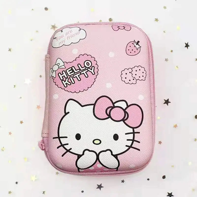 Sanrios Hellokitty Data Cable Bag Cartoon Kuromi Phone Charger Portable Bin Earphones Camera Zipper Case