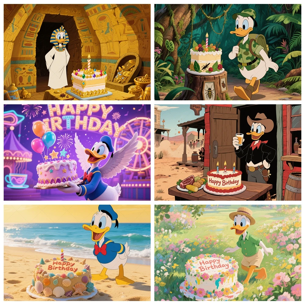 

Disney Donald Duck Backdrop child Birthday Party Custom Simba Background Baby Shower Kid Room Decor Photography Studio Banner