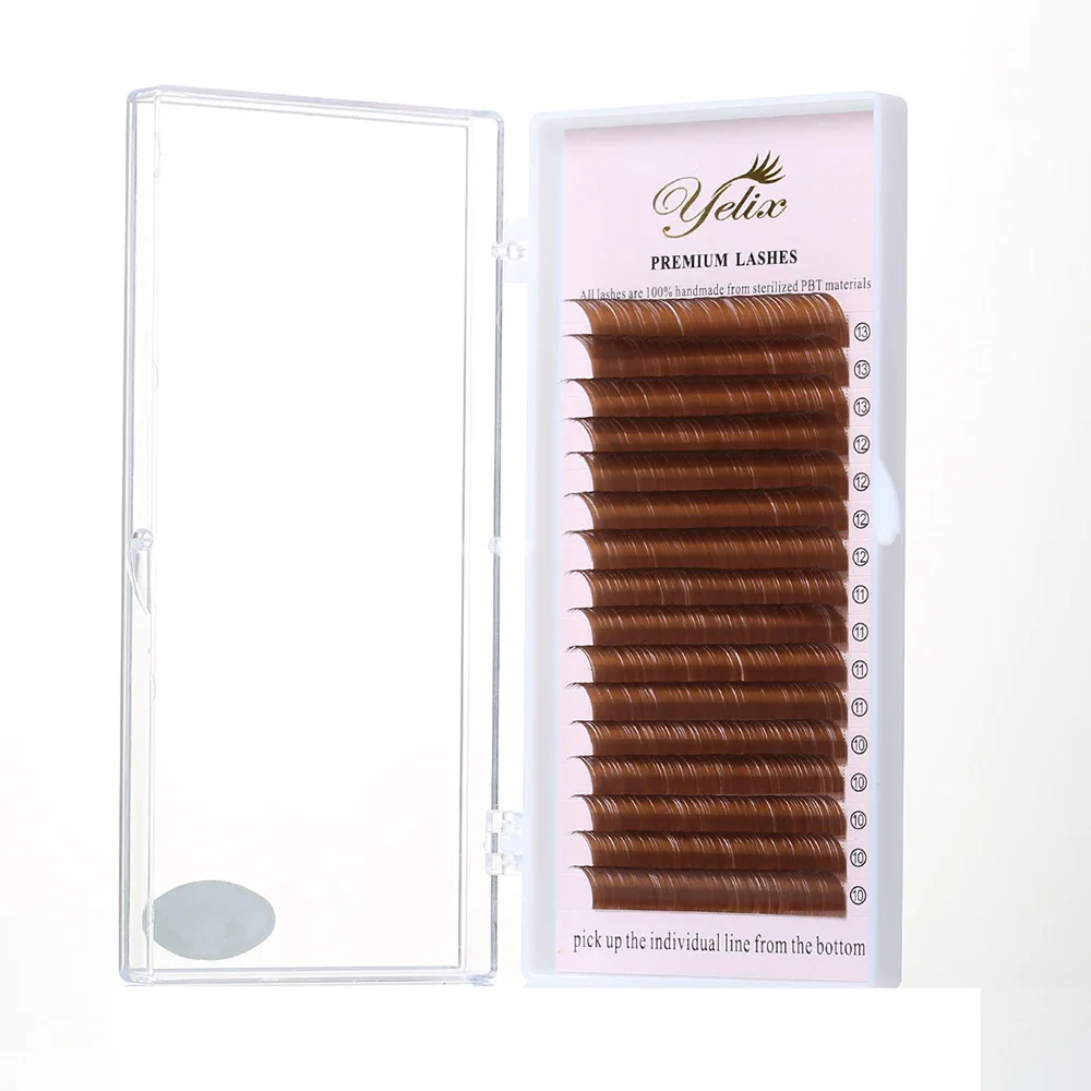 Yelix Eyelashes Extension Light Brown 10~13mm Mix Individual Eyelashes Soft Natural Lashes Profession Maquiagem
