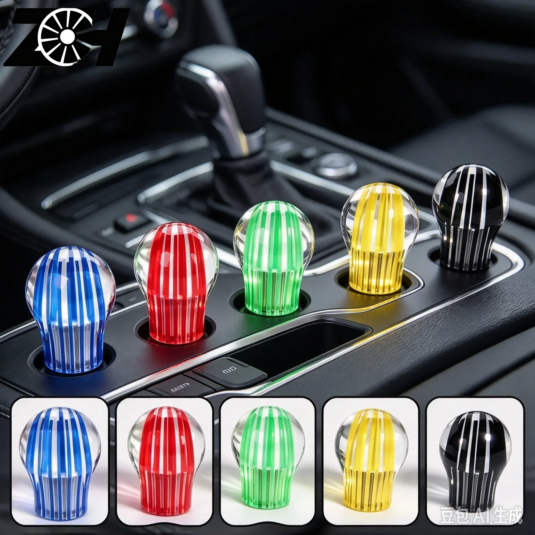 Universal Car Stitching Color Multicolor Gear Shift Knob Crystal Bubble Gear Shift Knob Colorful Shifter Lever
