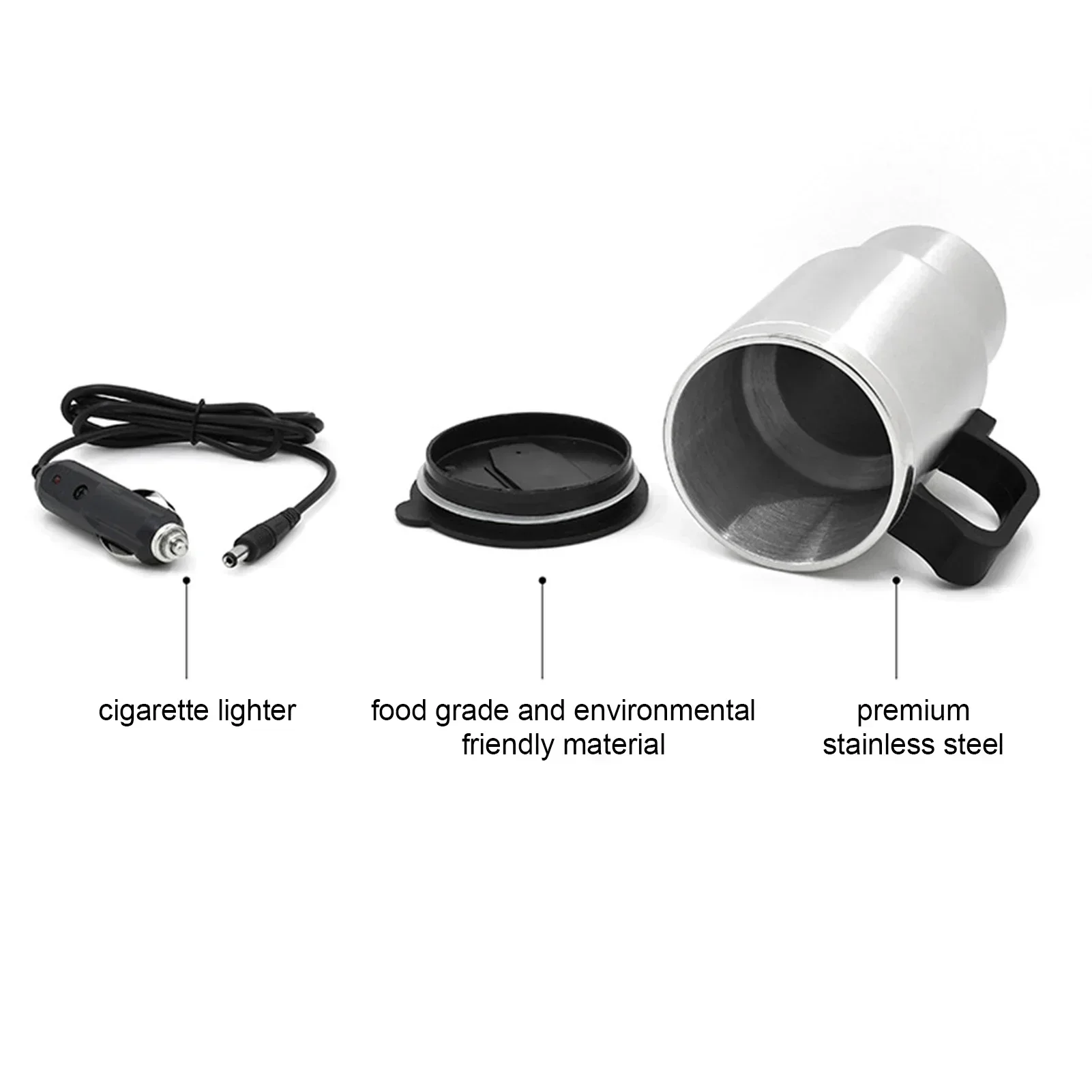 Electric Heating Car Kettle 12V 450ml Vehicle Heating Cup Stainless Steel Camping Travel Kettle Water Coffee Milk Thermal Mug view 5