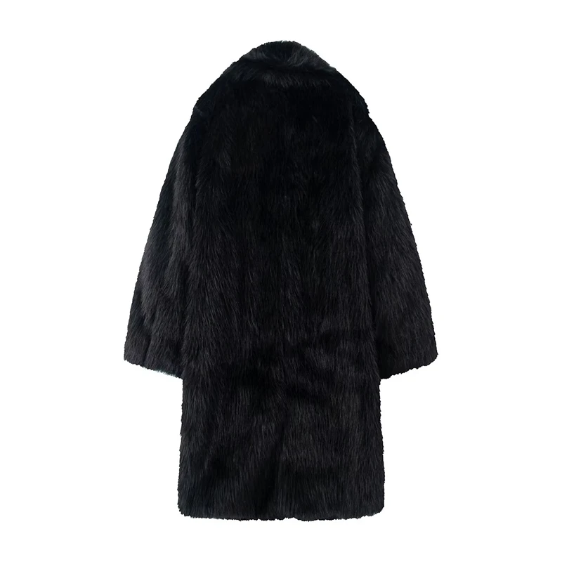 معطف نسائي عصري من الفرو الصناعي متوسط الطول موضة شتاء دافئ 2025 نمط مثير للخريف #3