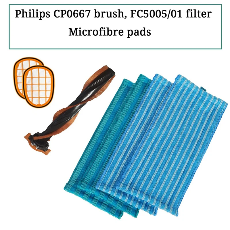 Update FC5005/01 Filter CP0667 XV1700 Mikrofaserpads für Philips SpeedPro Max Aqua FC6904, XC8349, XC8347, XC8147, XC8149