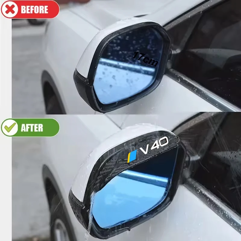 2Pcs Car Rearview Mirror Sticker For Volvo C30 S60 V50 XC90 XC60 V40 V60 V70 AWD C70 S80 S90 T6 V90 XC40 XC70 S40