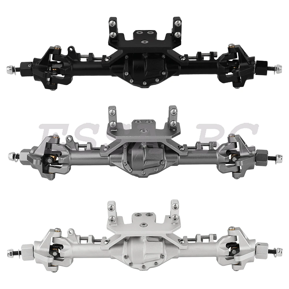 Alberi dell\'asse anteriore e posteriore asse in alluminio integrato cingolato da roccia con asta di sterzo Servo per 1/10 RC Axial SCX10 II