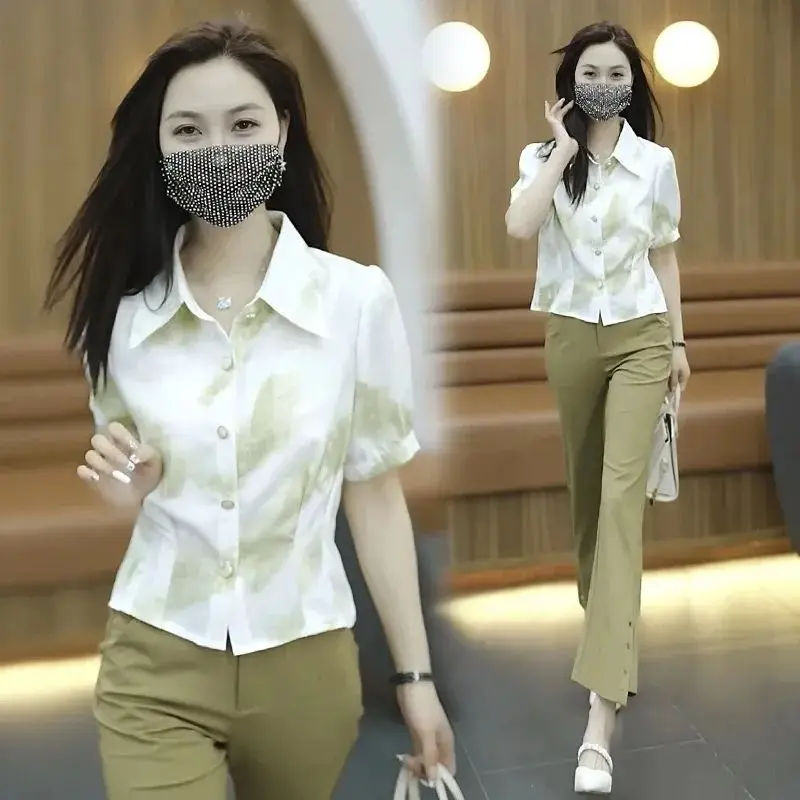 

Fashion Collar Short Sleeve Shirt Women Summer New Short Loose Top