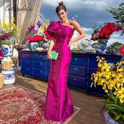 Catasdate One Shoulder Bridesmaid Party Dresses 3D Flowers for Gala Party with Bow Prom Dresses vestidos de fiesta Customized