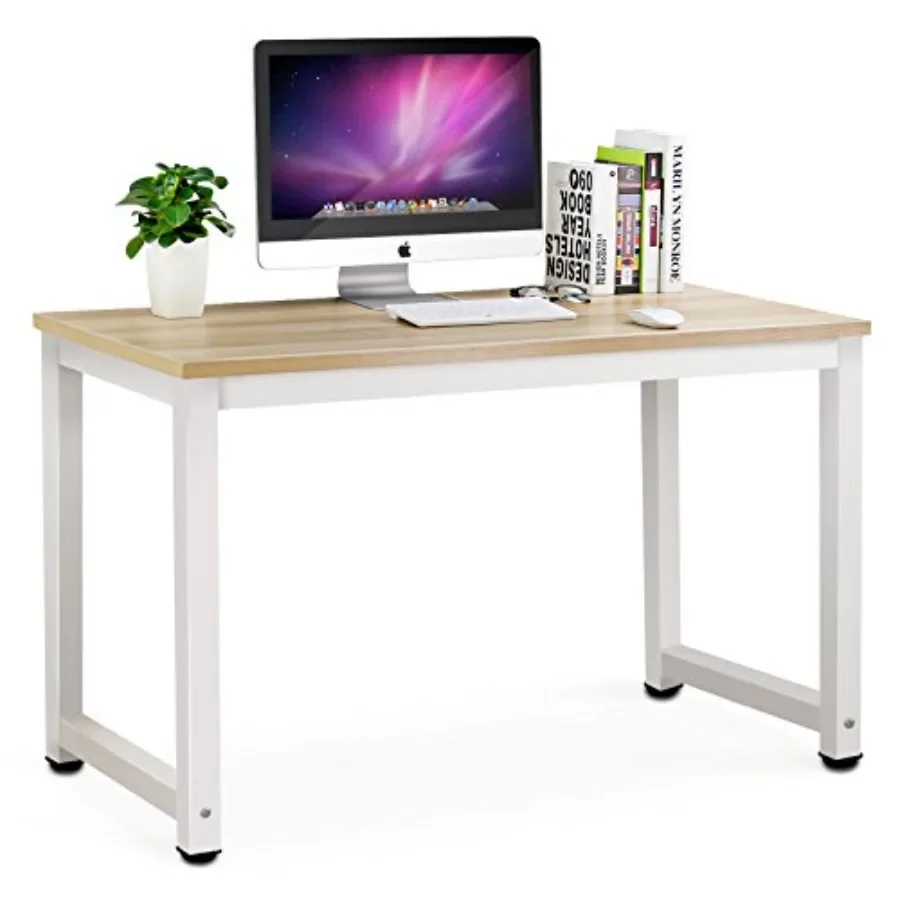 Computer Desk for Home Office, Light Walnut Wood, 47 inch Modern Simple Study Writing Desk with Spacious Surface and Clean Line