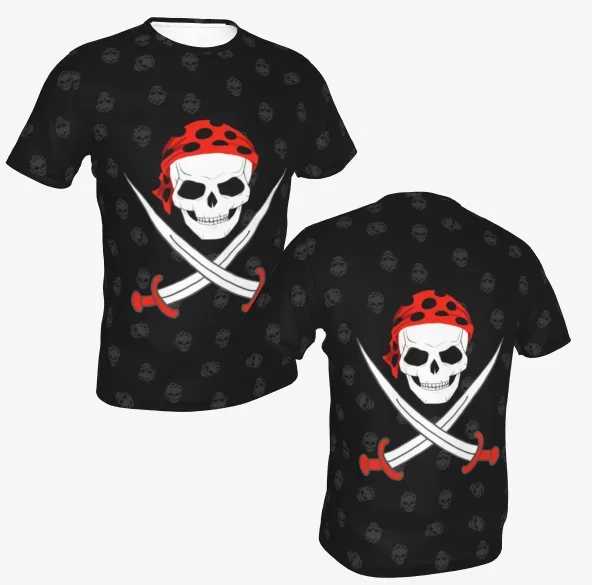 تي شيرت برسومات القراصنة على شكل جمجمة وسيف 2025، "لا تتخطى علي" تي شيرت كلاسيكي باللونين الأحمر والأسود للرجال والنساء، قميص بنمط مغامرة جريئة #1