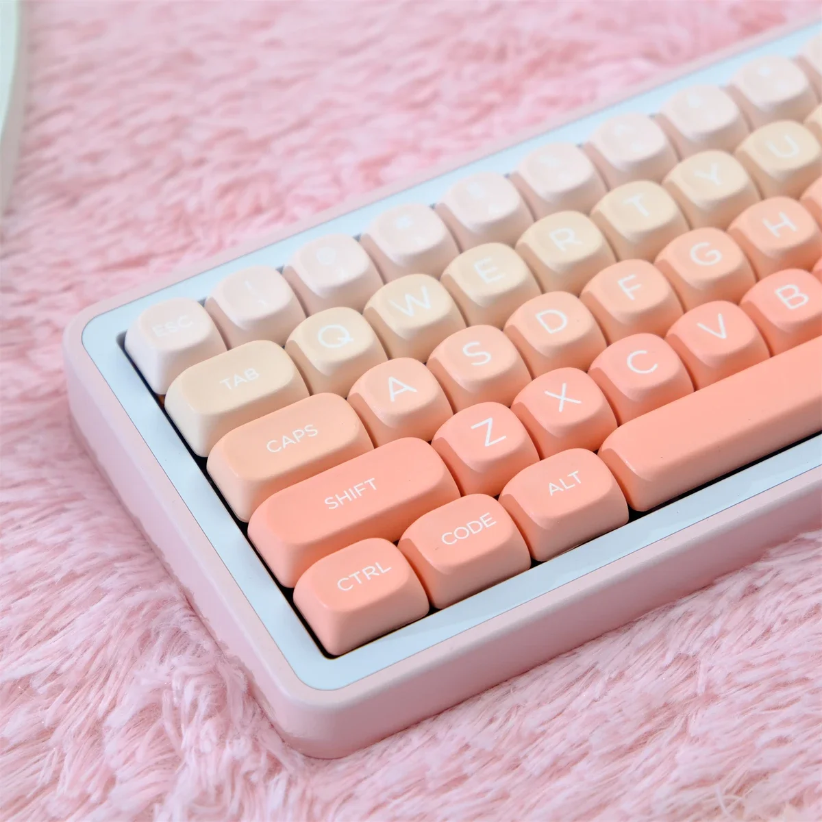 

Gradient Color Pink Rouge 126 Keys PBT Keycaps Five-sided Sublimation MOA Profile Keycaps For MX Switch Mechanical Keyboard