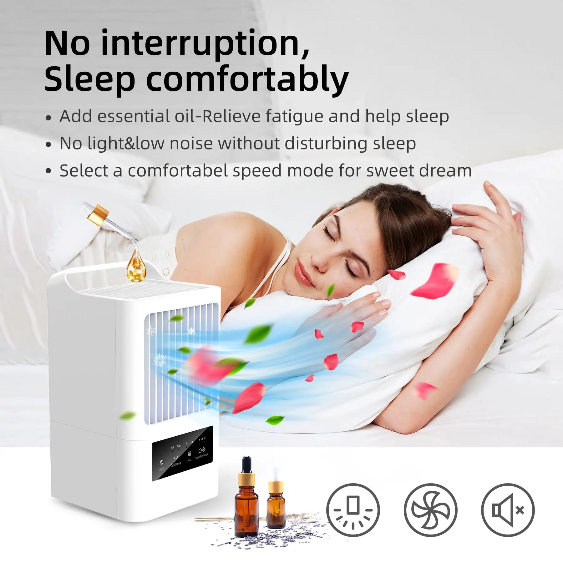 Портативные кондиционеры, персональный испарительный воздухоохладитель, небольшой вентилятор, 120 ° Осциллирующий увлажнитель тумана для комнаты, офиса, спальни