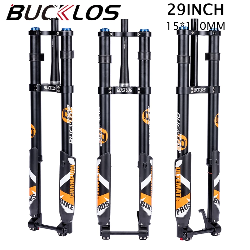 

BUCKLOS Air Suspension 29 Mtb Fork 15*110mm Bicycle Inverted Fork Double Shoulder Downhill Mountain Bike Fork with 180mm Travel