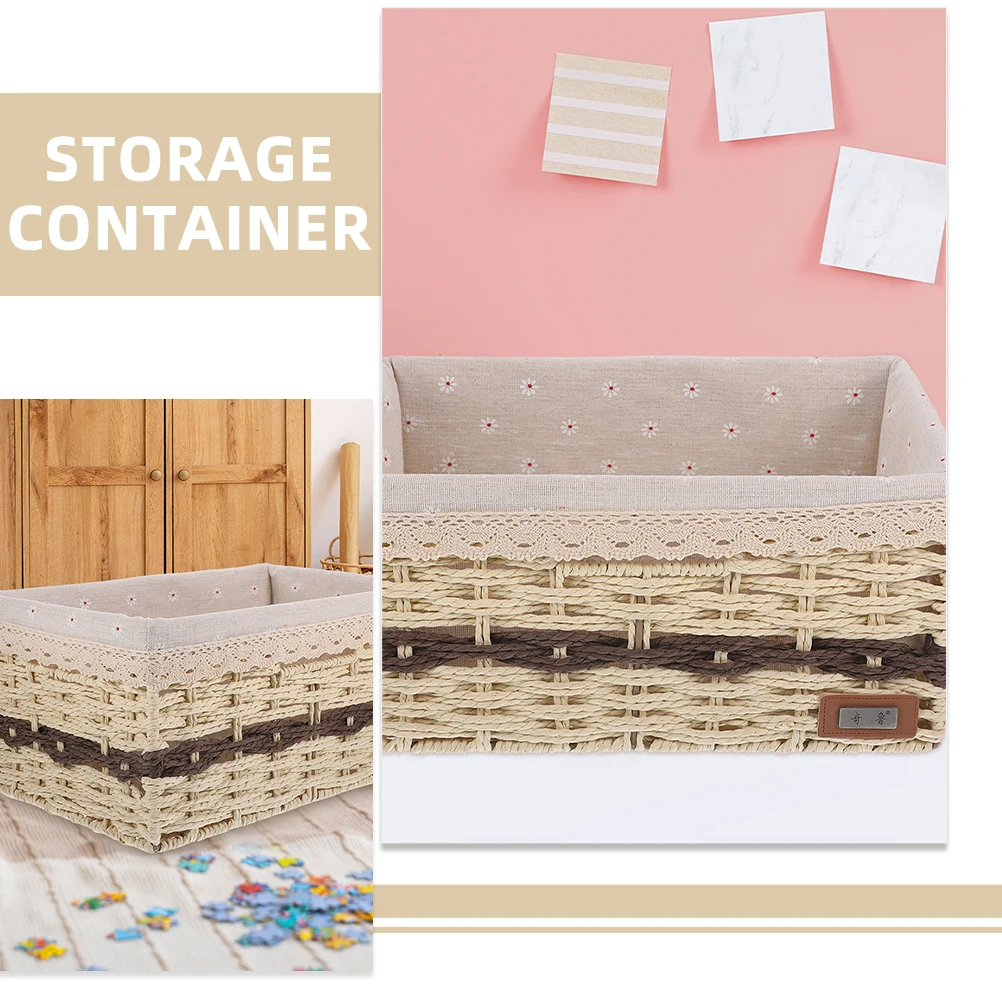 

Тканая корзина для хранения, уличный пикник, закуски, ganizer, средний размер, ткань с ромашками, без крышки, корзины для домашнего декора, решения для хранения