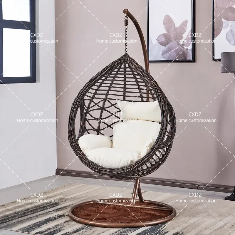 Nordic Single Rocking Chair Swing Balcony Household Lazy Hammock Indoor Leisure Cradle Bird Nest Hanging Rattan Chair
