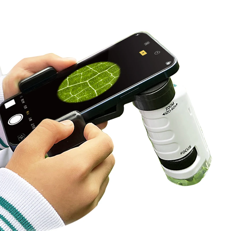 Portable Handheld Biological Microscope Kit Pocket Powered Handheld Lab Magnifier LED 60X-120X School Science Educational Toys