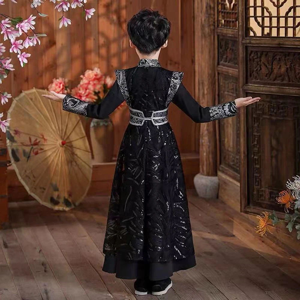 Disfraz de Hanfu para niños, traje de Artes Marciales antiguas, estilo chino tradicional, guardia Hanfu, Caballero samurái, Cosplay