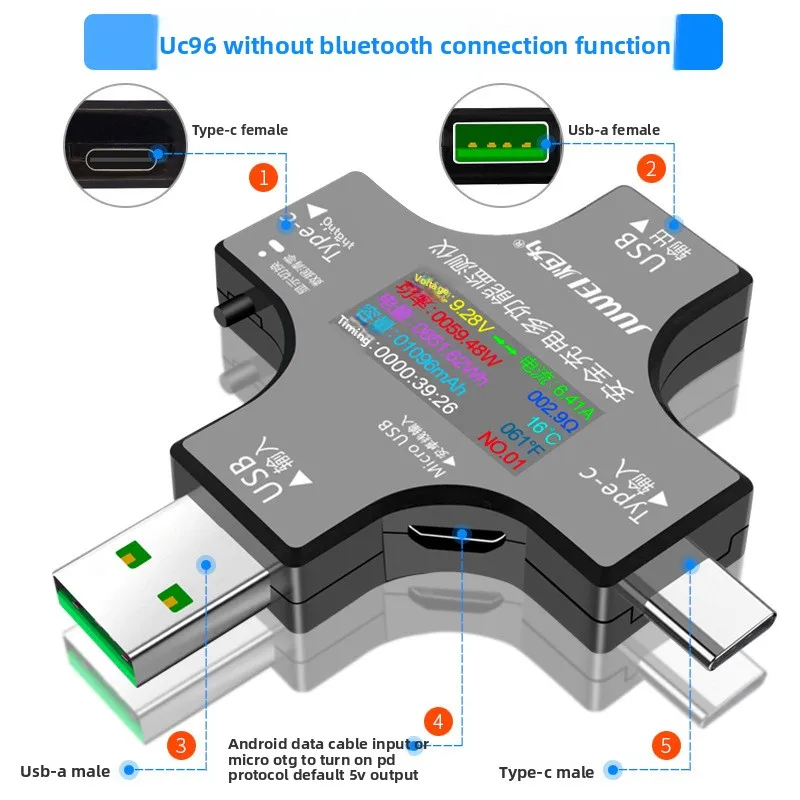 多機能トーチUSB容量測定器Type-COral検出器デジタルディスプレイ8A電圧電流計