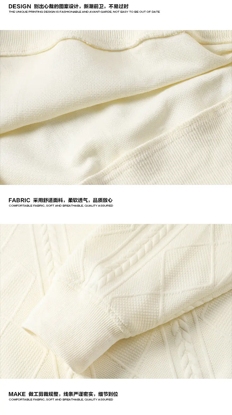 Herren-Sweatshirt mit Kontrastkragen und langen Ärmeln, Herbst-Diamant-Jacquard-Strick, lockere Passform, lässige Oberteile, halber Reißverschluss, Alltagskleidung – Detail 13