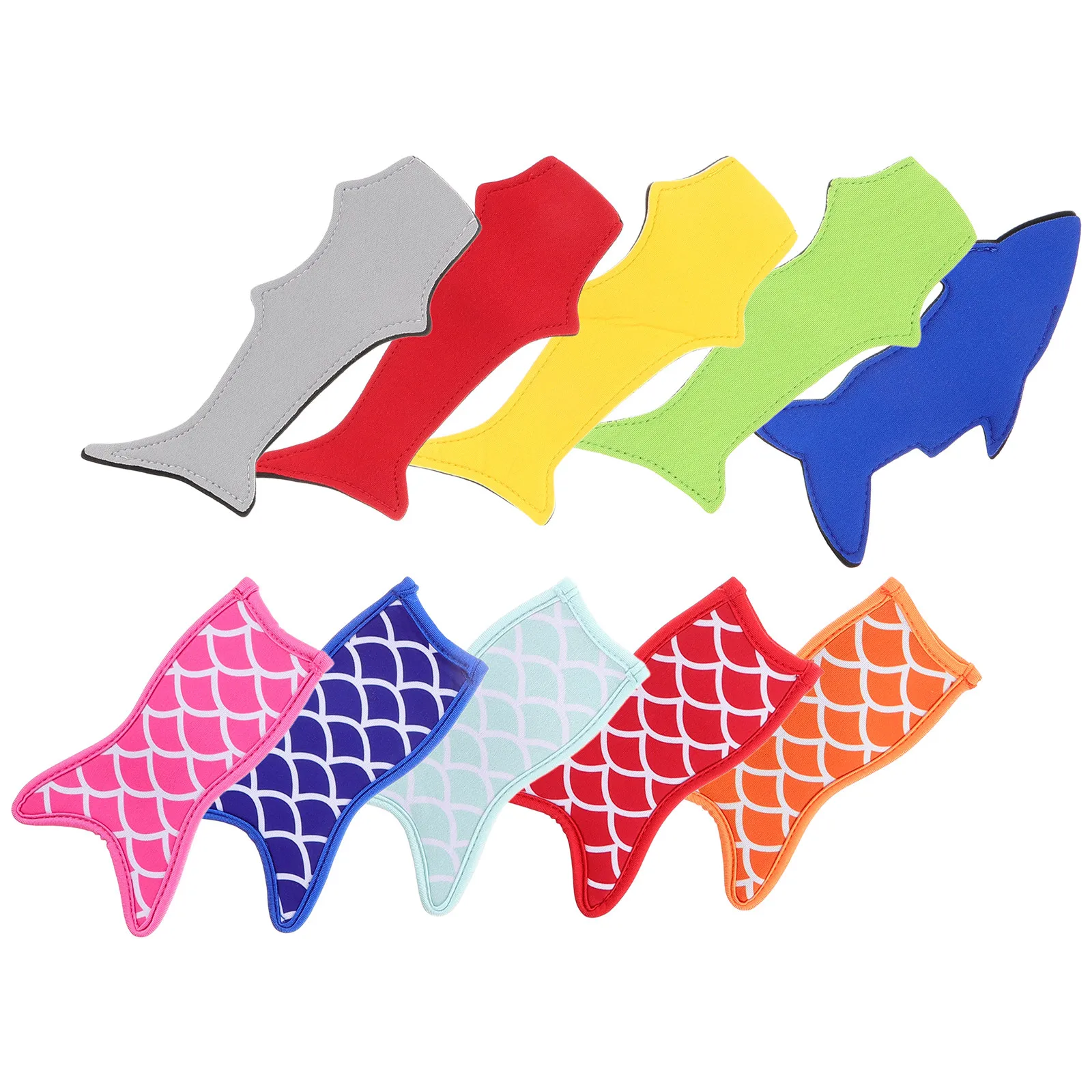 10Pcs Ice Pop Holders Reusable Ice-Stick Sleeve Mermaid Shark Style Keep Cool No Freezing Fingers Mermaid Ice Pop Holders
