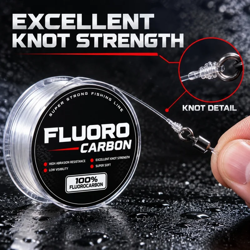 100m Fluorocarbon Fishing Line 4.13-34.32LB Super Soft Carbon Fiber Leader, Lure Fly Fishing Line, Wear Resistant Low Stretch Cl