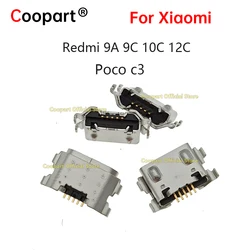 5-100pcs Coopart 5Pin Charger Port Socket Plug For Xiaomi Redmi 9A 9C 10C 12C Poco c3 Micro USB Dock Jack Charging Connector