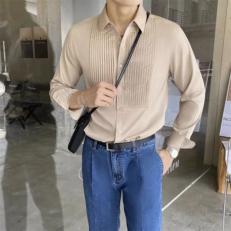 Camisa masculina de primavera e outono, camisa de gravata borboleta, gola andorinha, melhor homem, casamento, banquete, 133