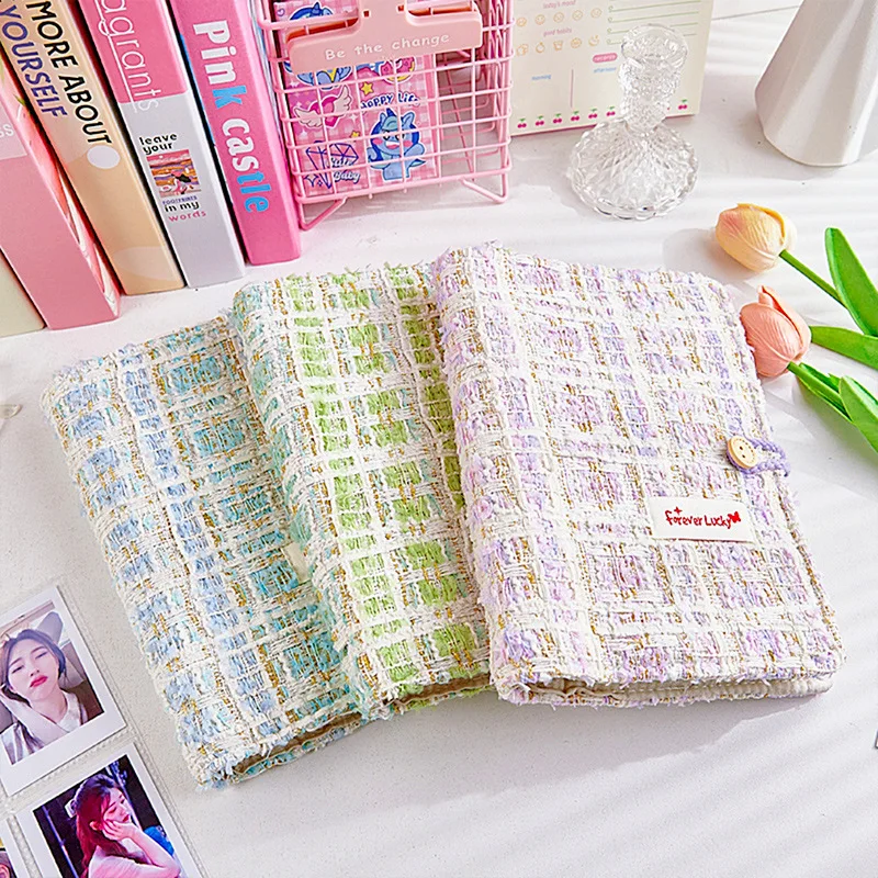 20-Page 3-Inch Four-Grid Photo Album Fabric Cover Loose-Leaf Instant Photo Storage Book for Collecting Memories Photocard Holder