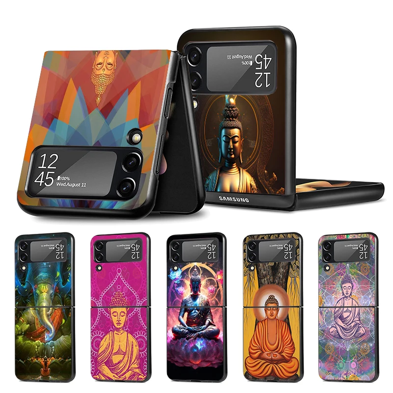 Gautama Buddha Budha Belief Z Flip 4 Phnoe Case For Samsung Z Flip 3 5 5G Black Hard Shell Galaxy ZFlip3 ZFlip4 ZFlip5 Unique Co