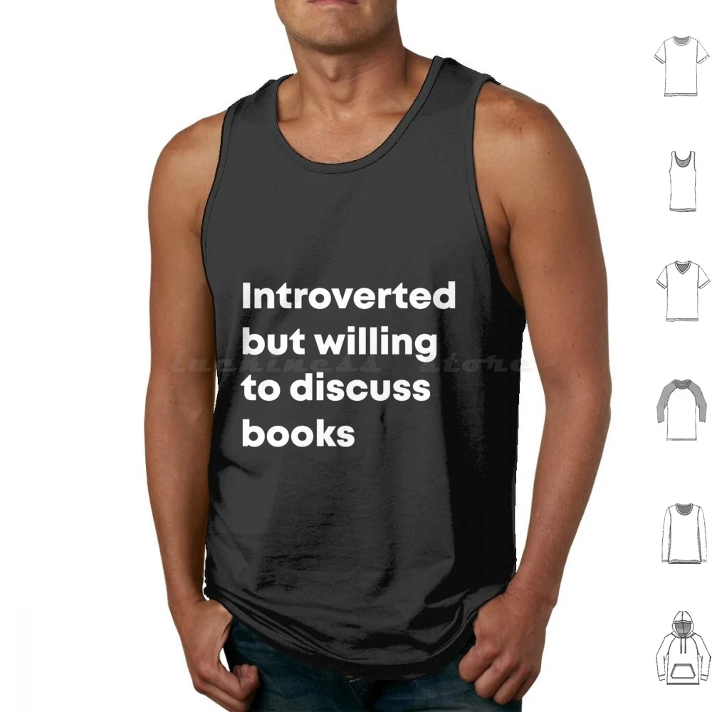 Introverted But Willing To Discuss Books Tank Tops Print Cotton Tolkien Gandalf Fantasy Frodo Middle Earth Jrr Tolkien