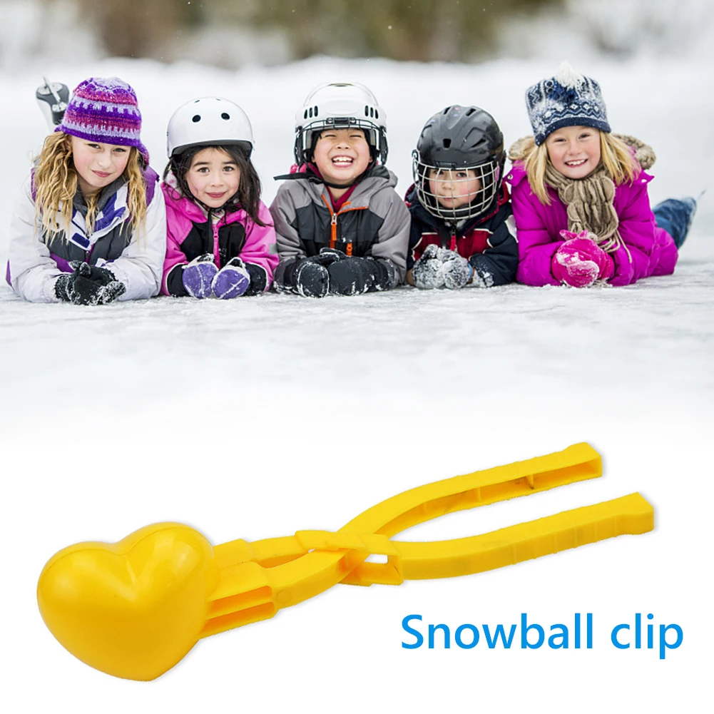 Heart Shape Kids Winter Outdoor Toys with Handle Snowball Maker Clip Snowball Maker Toy Winter Snowball Fight Maker Tool Clip