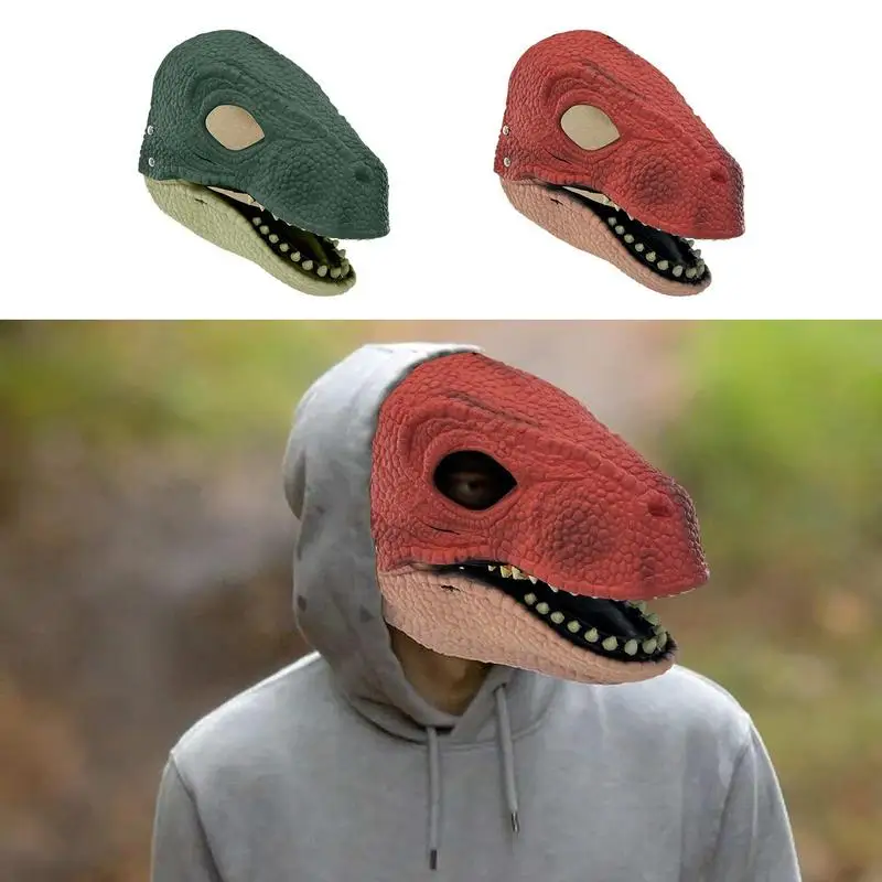 

Dinosaur Face Cover Moving Jaw Kids Open Mouth Dinosaur Mask Moving Jaw Domination Headgear Halloween Party Face Cover Visible