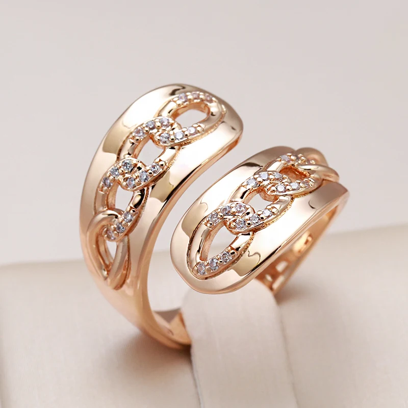 

Kinel 2022 Trendy 585 Rose Gold Ring for Women Fashion Geometry Natural Zircon Rings for Women Fine Bride Wedding Jewelry