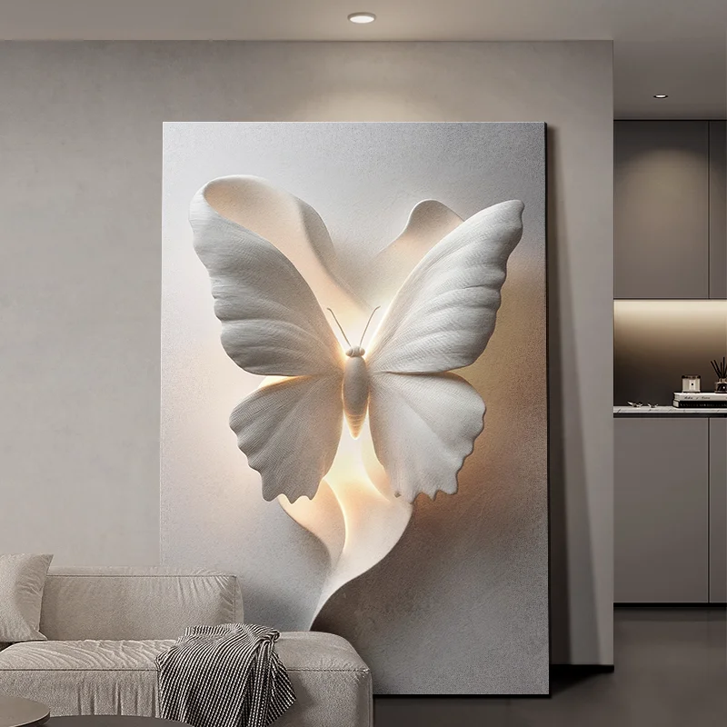 Premium Butterfly Living Room Floor Decoration Painting Relief Sofa Background Wall Mural Painting Led Room Light Wall Led Lamp